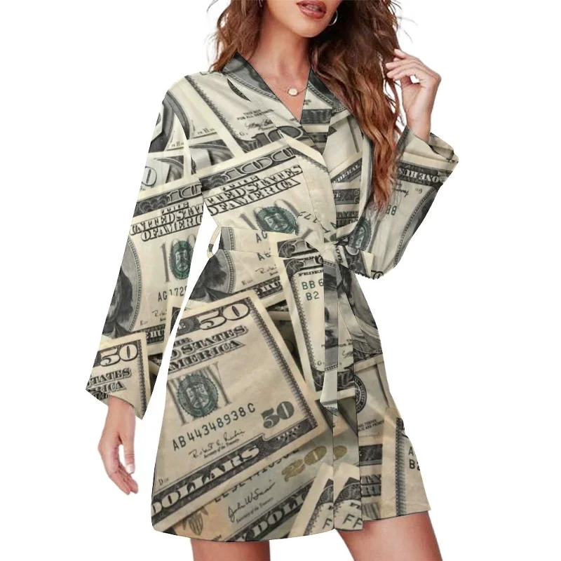 Dollar Pajama Robe Money Wrap Comfortable Dress Wife Printed Lounge Hot Sleepwear