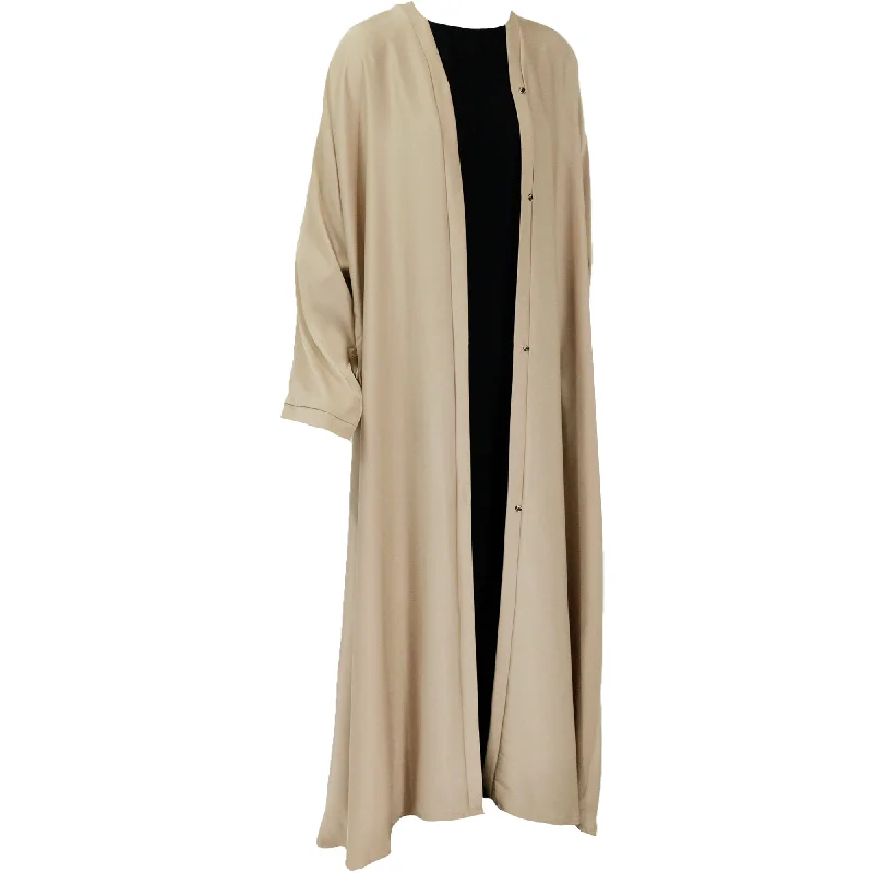 Hijaz Dark Brown Nidha Emirati Open Abaya Cover All Dress with Button Closure