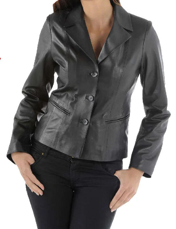 Koza Leathers Women's Real Lambskin Leather Blazer BW011