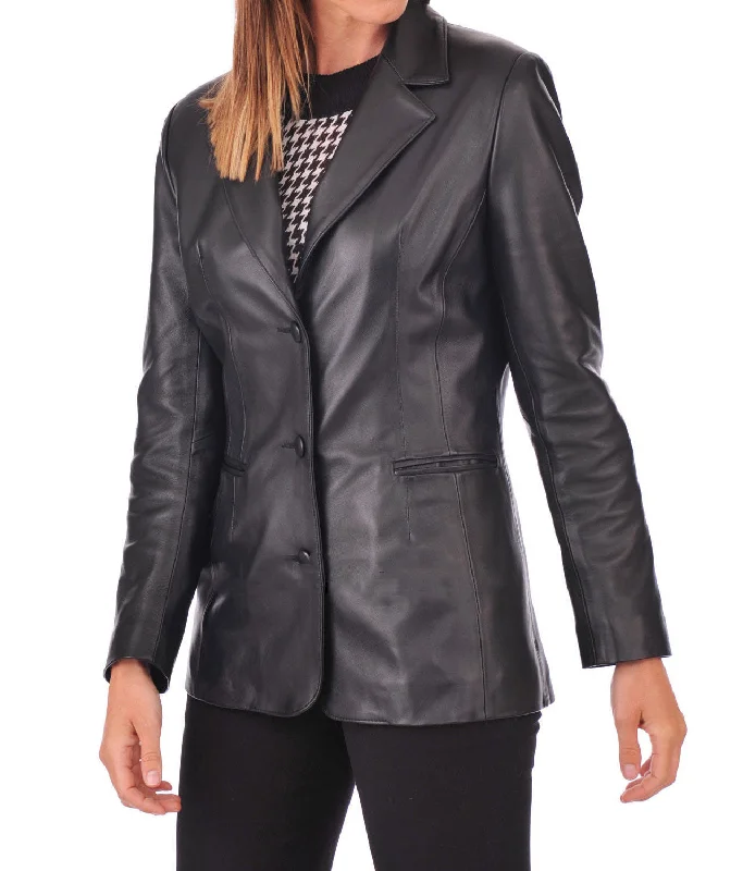 Koza Leathers Women's Real Lambskin Leather Blazer BW030