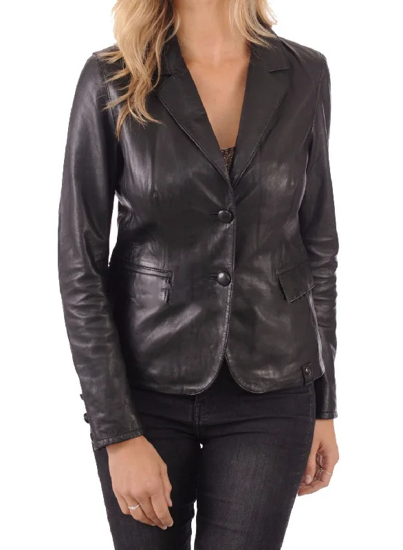 Koza Leathers Women's Real Lambskin Leather Blazer BW032