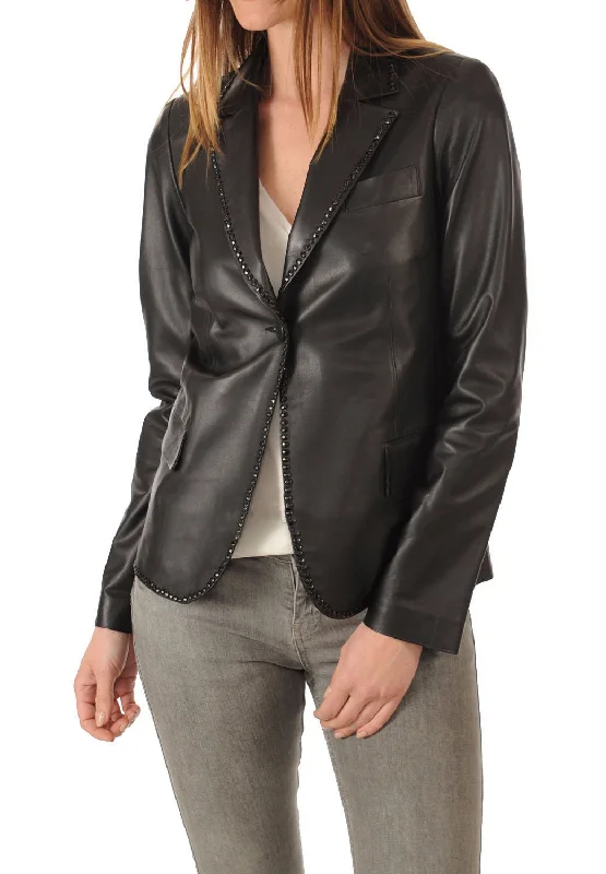 Koza Leathers Women's Real Lambskin Leather Blazer BW034