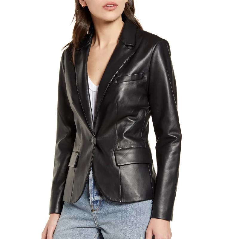 Koza Leathers Women's Real Lambskin Leather Blazer BW087