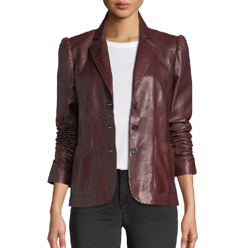 Koza Leathers Women's Real Lambskin Leather Blazer BW101