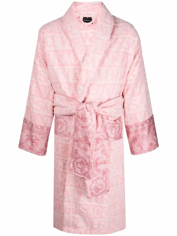 Versace Pink I ♡ Baroque Trim Bathrobe