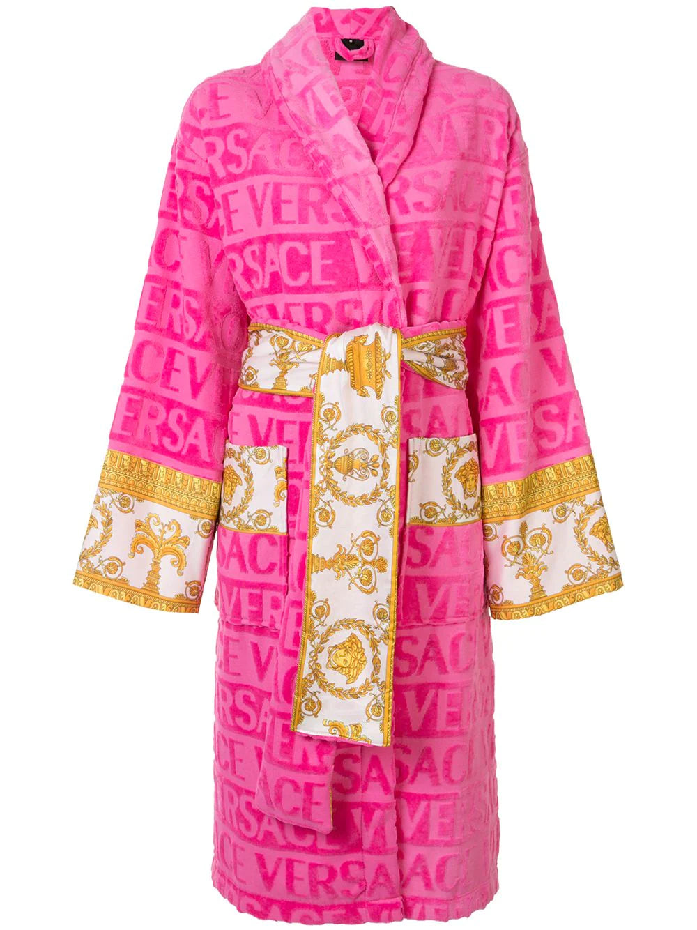 Versace Fuchsia I ♡ Baroque Trim Bathrobe