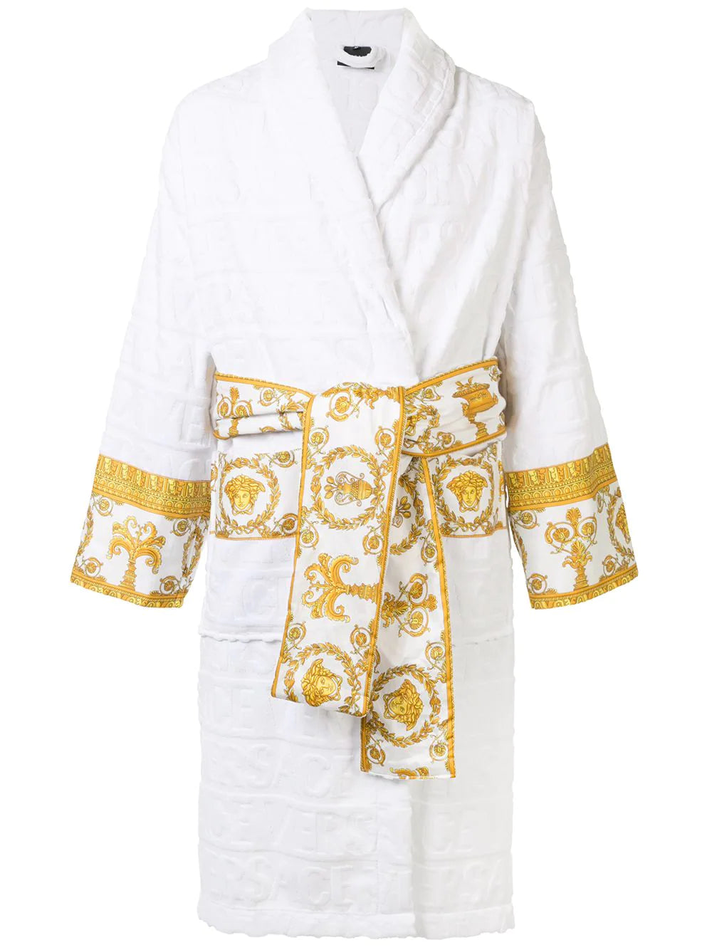 Versace White I ♡ Baroque Trim Bathrobe