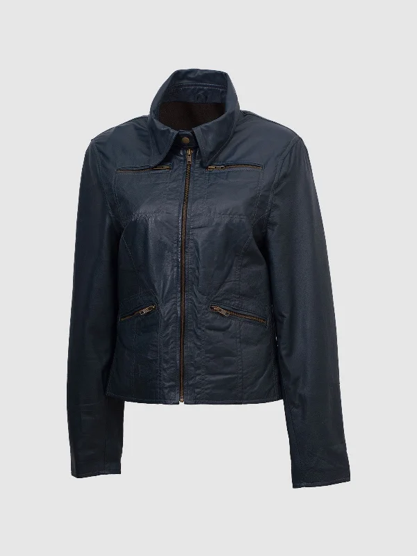 Dark Blue Leather Jacket