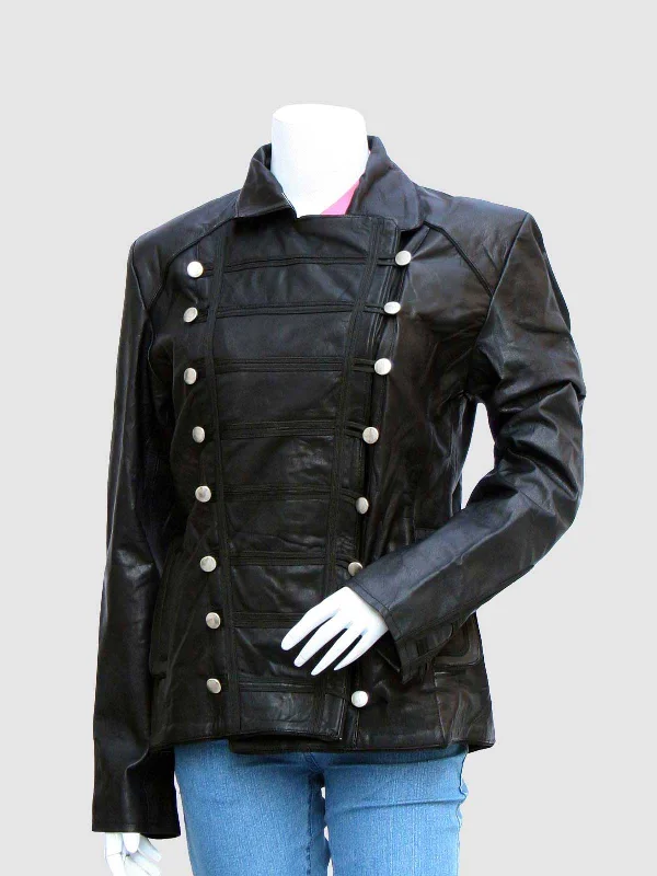 Black Military Leather Jacket