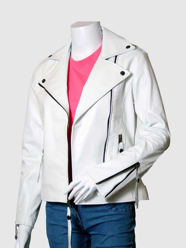 White Leather Moto Jacket