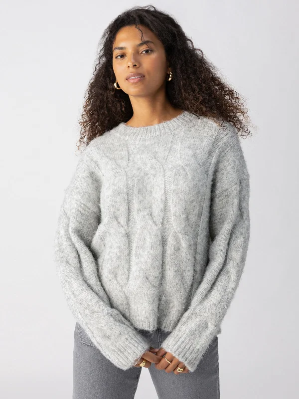 Cable Crew Sweater Heather Grey