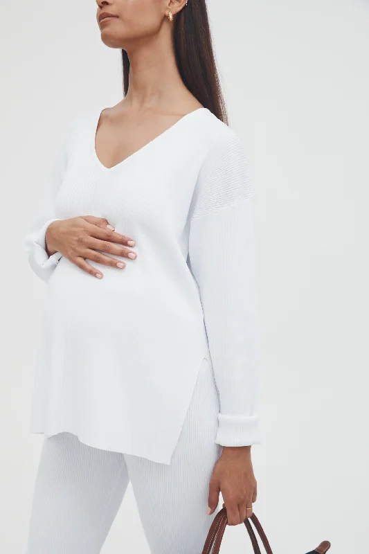 V Neck Celeste Top (White) - FINAL SALE