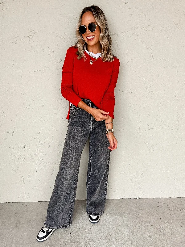 Twice As Nice Layered Sweater-Red