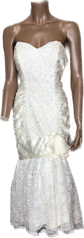 80s Sweetheart Sheath Side Peplum Wedding Dress  w28