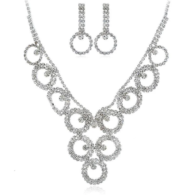 Hot Sale Women Hoop Design Good Quality Rhinestone Jewelry Set