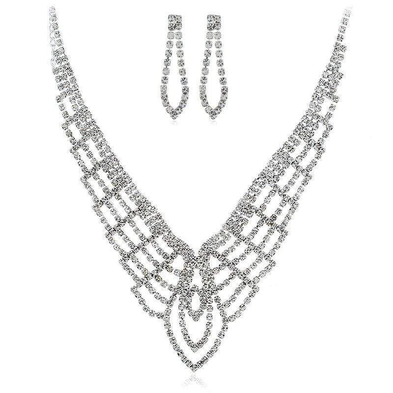 Unique Geometric Pattern Women Hollow Design Wedding Jewelry Set