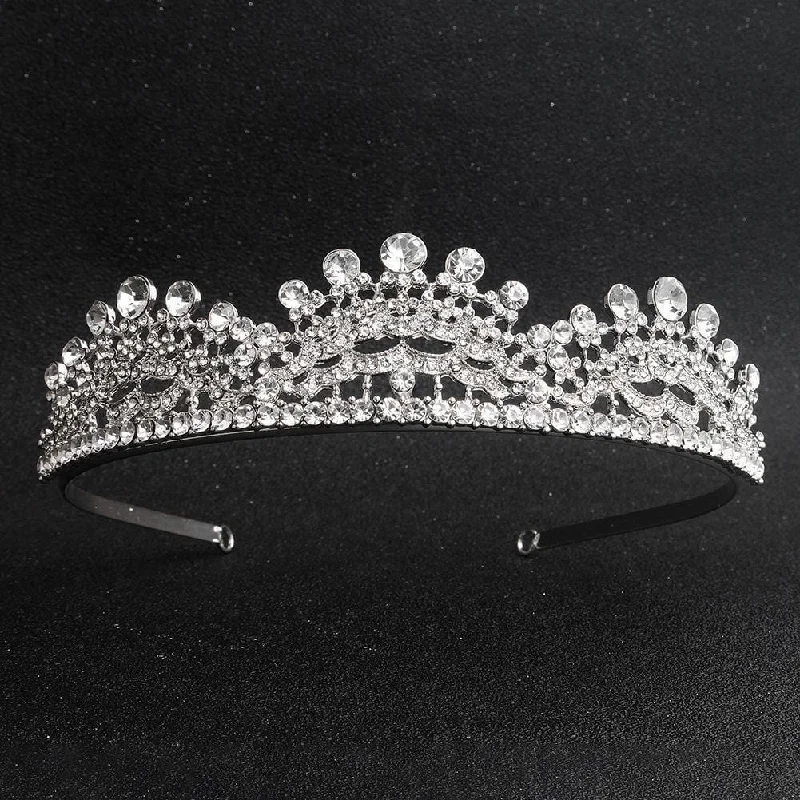 Wedding Women Fashion Silver Color Shiny Rhinestone Baroque Tiara