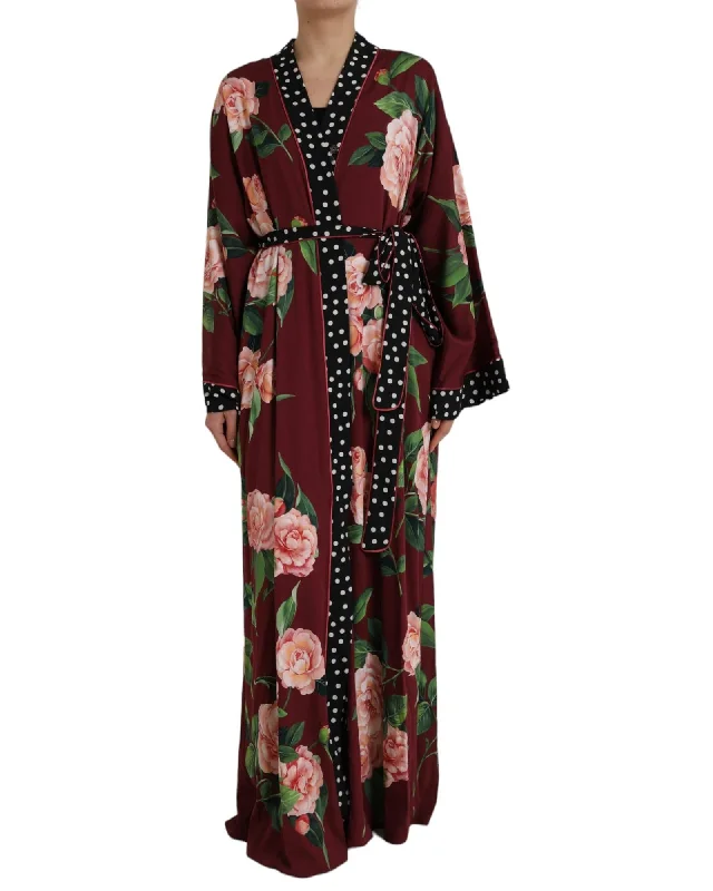 Dolce & Gabbana Floral Maxi Kaftan Crepe Robe Dress