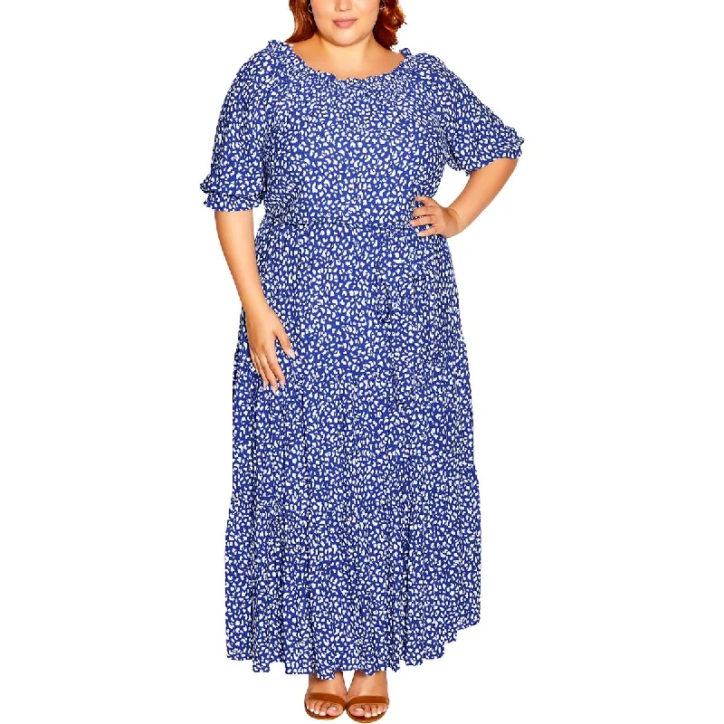 Emily Womens Ruffled Long Maxi Dress