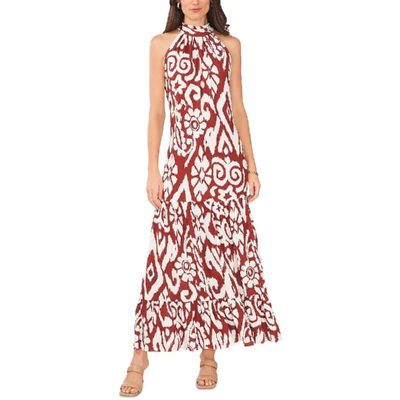 Womens Tie Back Maxi Halter Dress