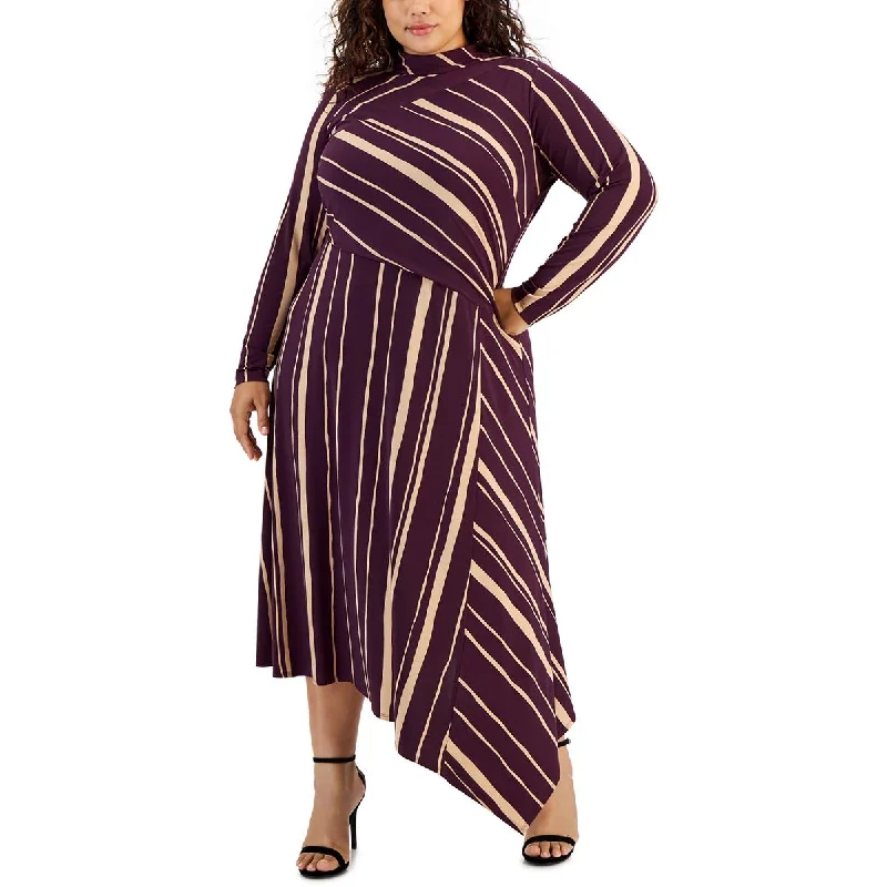 Womens Striped Asymmetric Maxi Dress