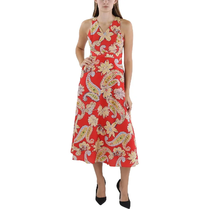 Petites Womens Printed Long Maxi Dress