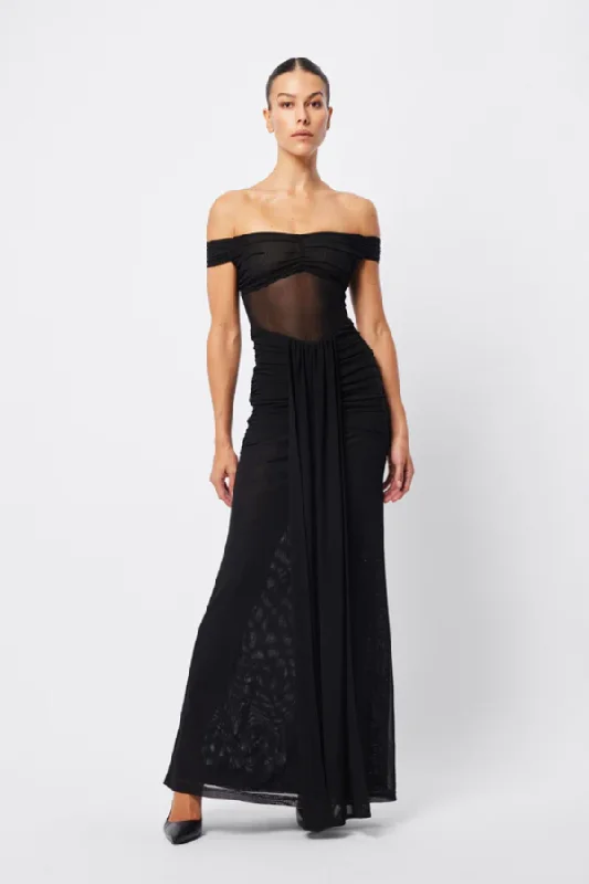 Rebound Off Shoulder Maxi Dress Black