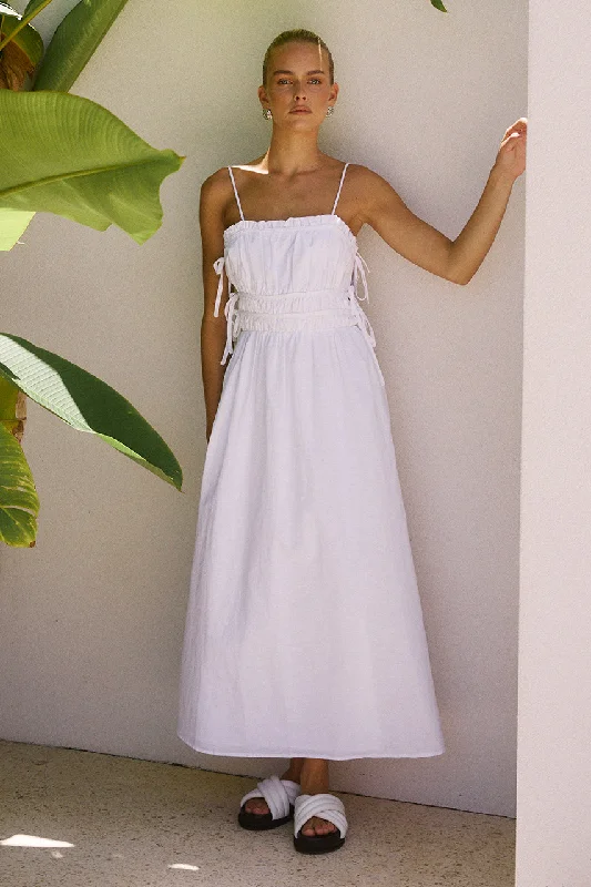 RAFINA MIDI DRESS - WHITE