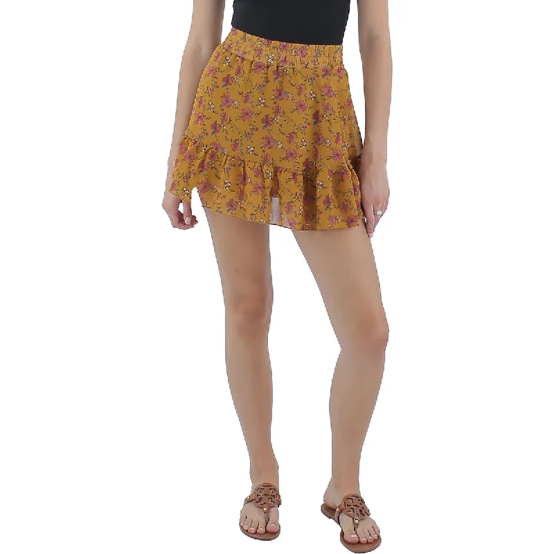 Beautees Womens Juniors Floral Print  Mini Skirt