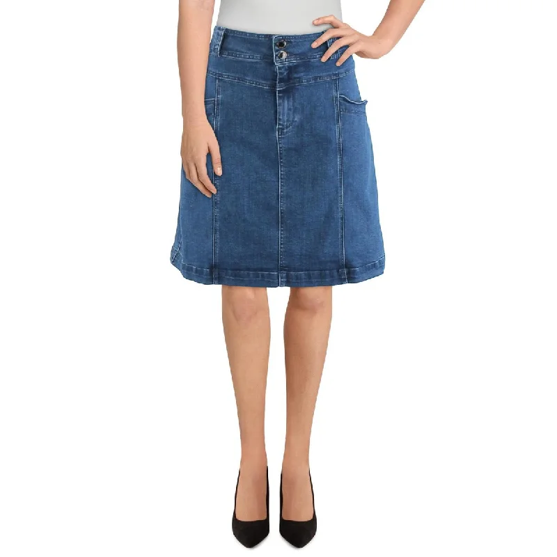 City Chic Womens Plus Mini Jean Denim Skirt