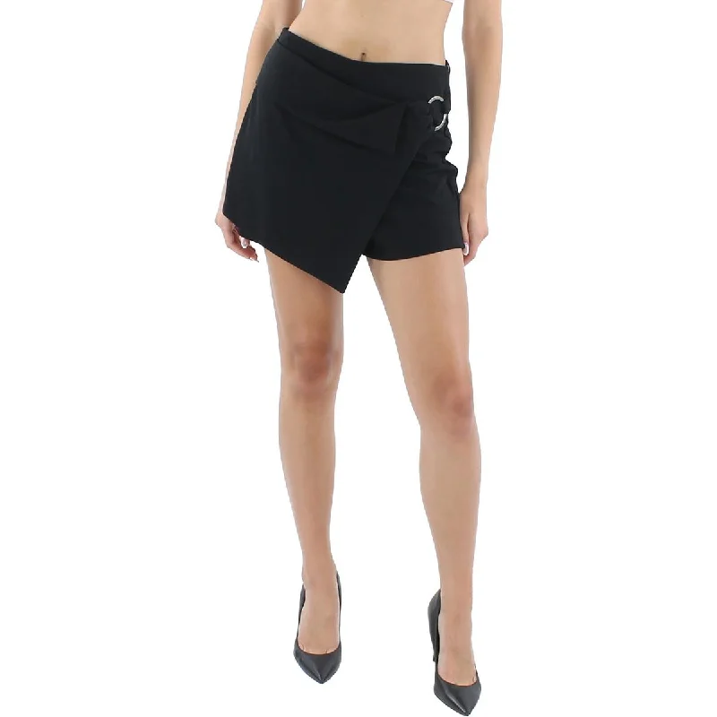 City Studio Womens Juniors Crepe O-Ring Mini Skirt