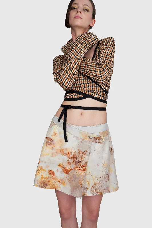 Leaf Print Mini Skirt