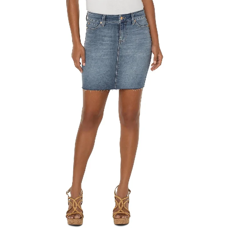 Liverpool Los Angeles Womens Raw Hem Short Mini Skirt