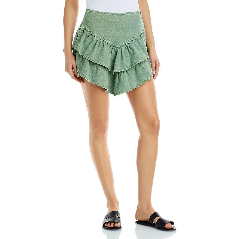 Mother Womens Tiered Ruffled Mini Skirt