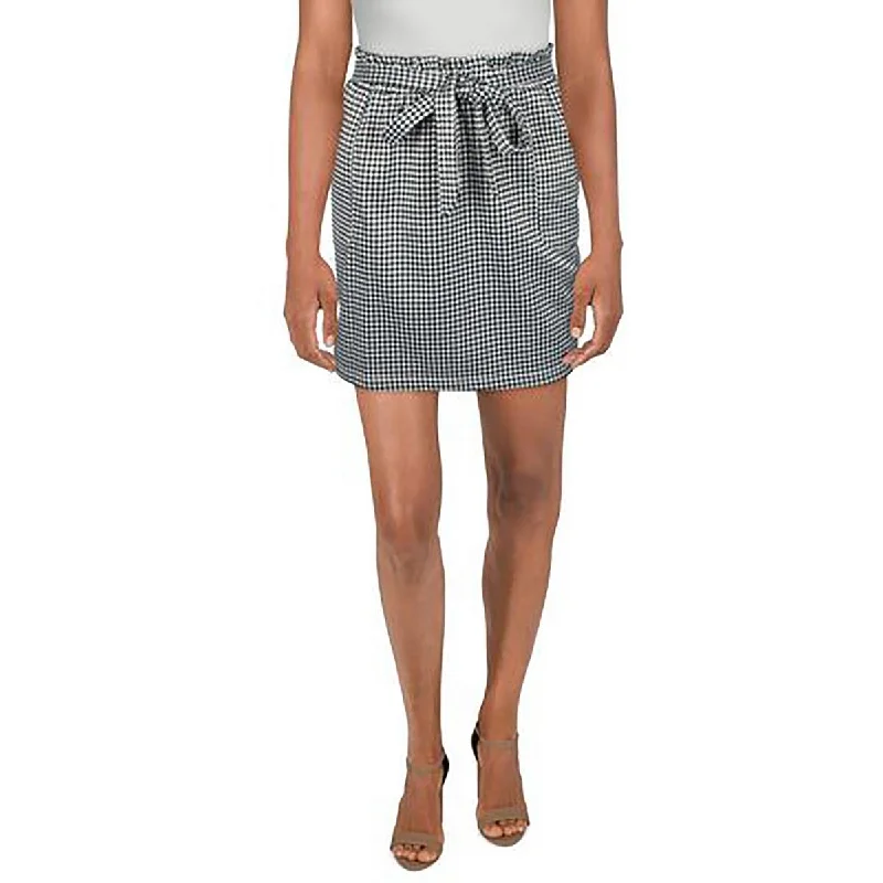 No Comment Womens Houndstooth Belted Mini Skirt