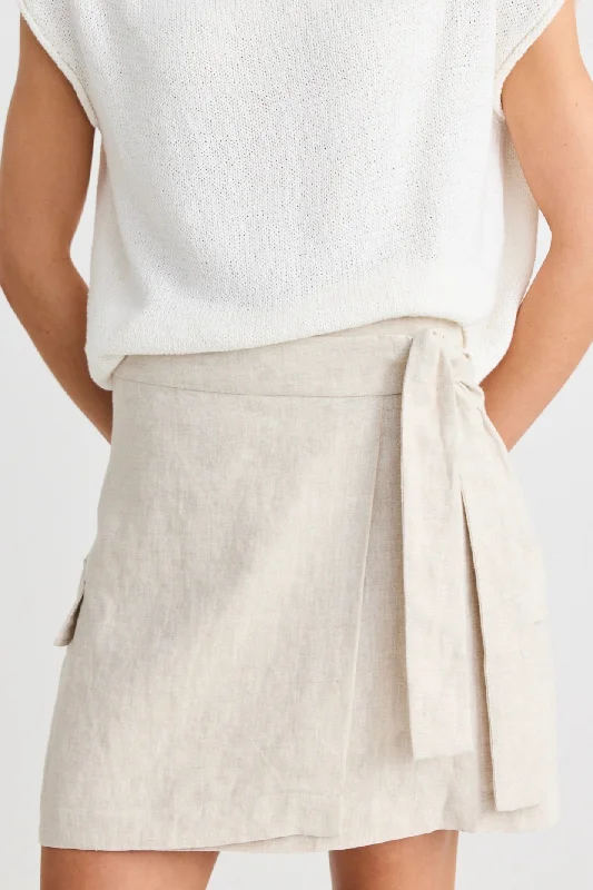 REUNION SOUL WRAP CARGO MINI SKIRT - NATURAL