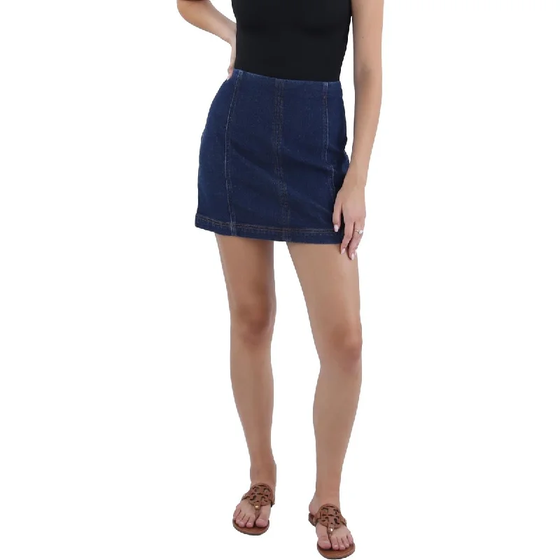 Tinseltown Womens Juniors Mini Solid Denim Skirt