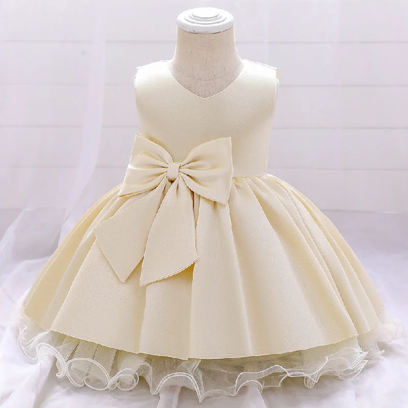 Baby Girl Bow-knot Birthday Party Dress Toddler Christmas Dress Little Girl Baptism Dress