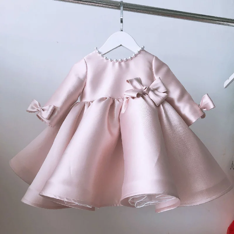 Girl Christmas Dress Baby Girl Princess Dress Long Sleeve Bow Fluffy Formal Baby Girl Dresses Birthday Party Dress