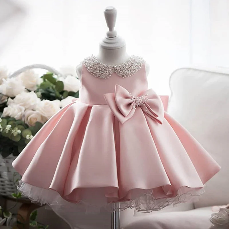 Girl Christmas Dress Toddler Princess Dress Summer Beaded Bow Dress Birthday Party Dress