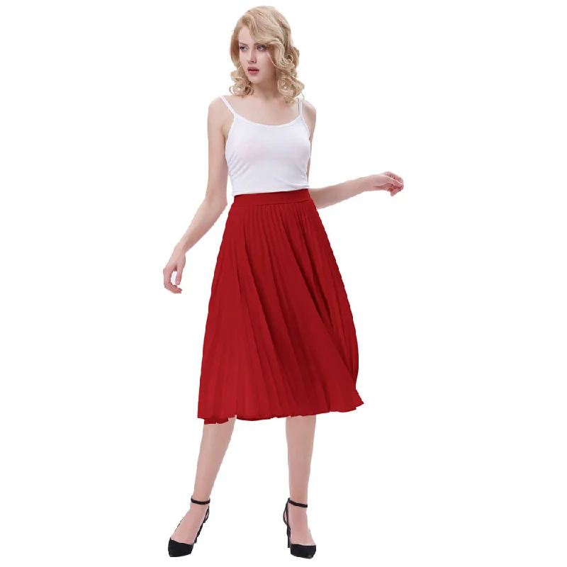 Stylish Fashion High Waist Pleated Swing A-Line Skirt