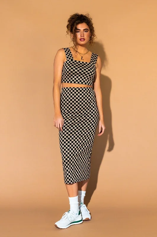 Looking Good Print Top + Skirt Set in Checkerboard