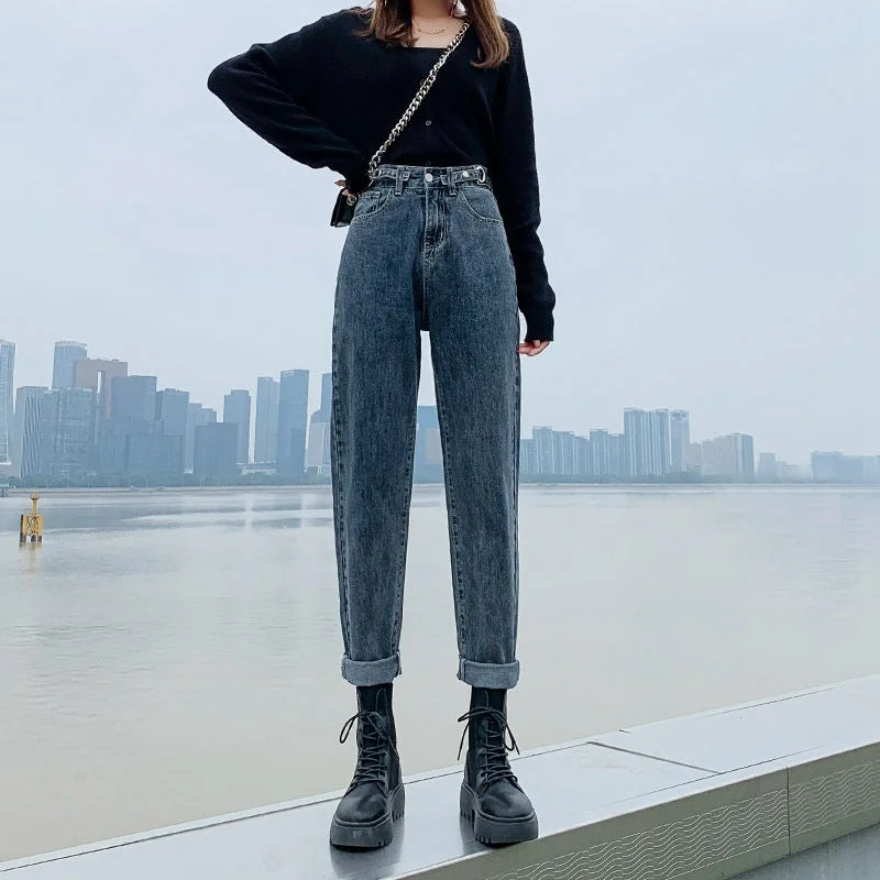 NiDELL: Women’s Vintage Loose Jeans Long Pants For Spring