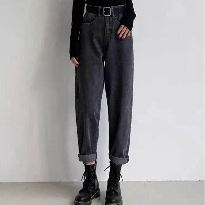 NiDELL: Women’s Vintage Loose Jeans Long Pants For Winter