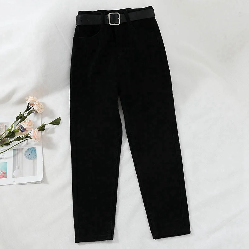 NiDELL Jeans for Female Students High Waist Slimming Korean Style Retro Chic Trendy Straight Loose Radish Harem Daddy Pants Women