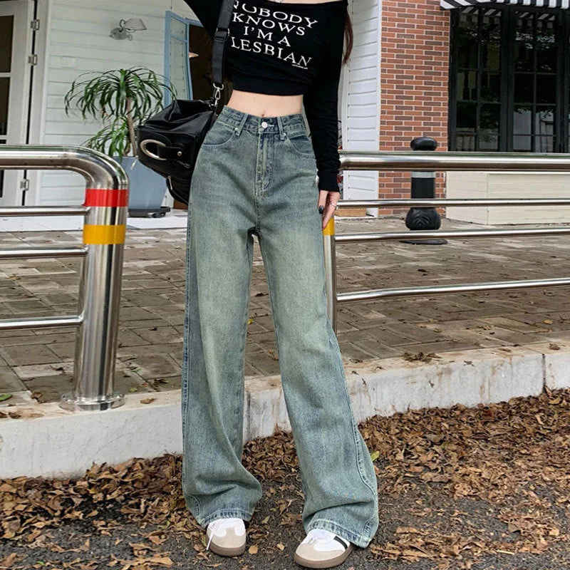 NiDELL: Women’s Vintage Loose Jeans Long Pants For Autumn