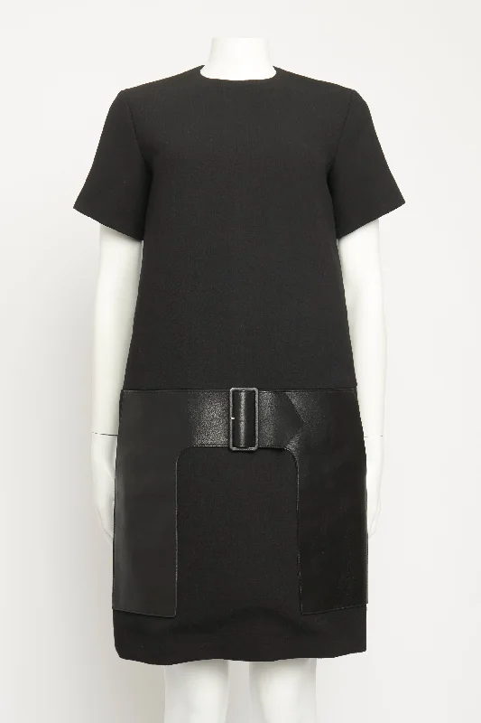 Black Wool Preowned Shift Dress