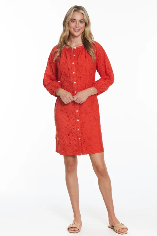 Button Front Dress- Grenedine