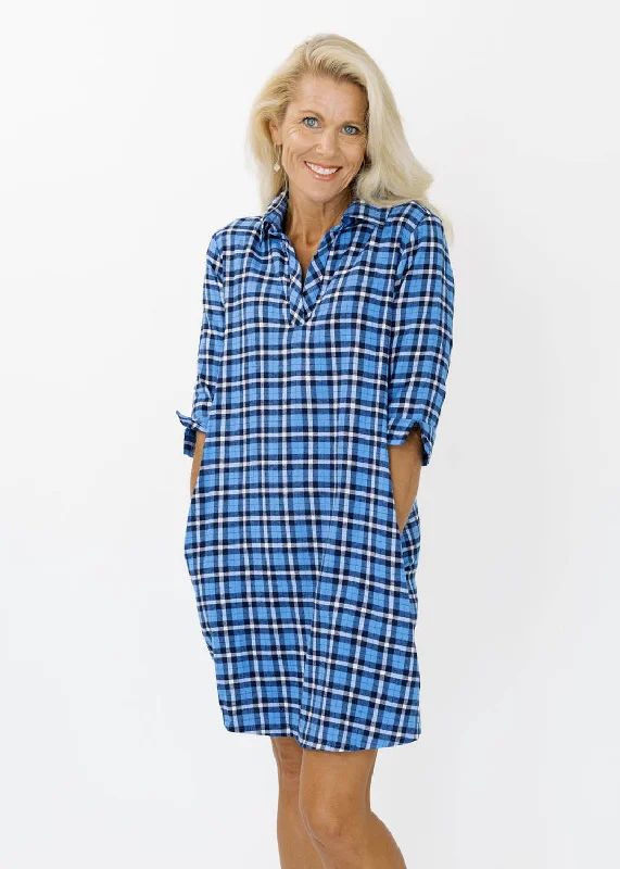 Lizzie Dress - Blue Plaid Flannel