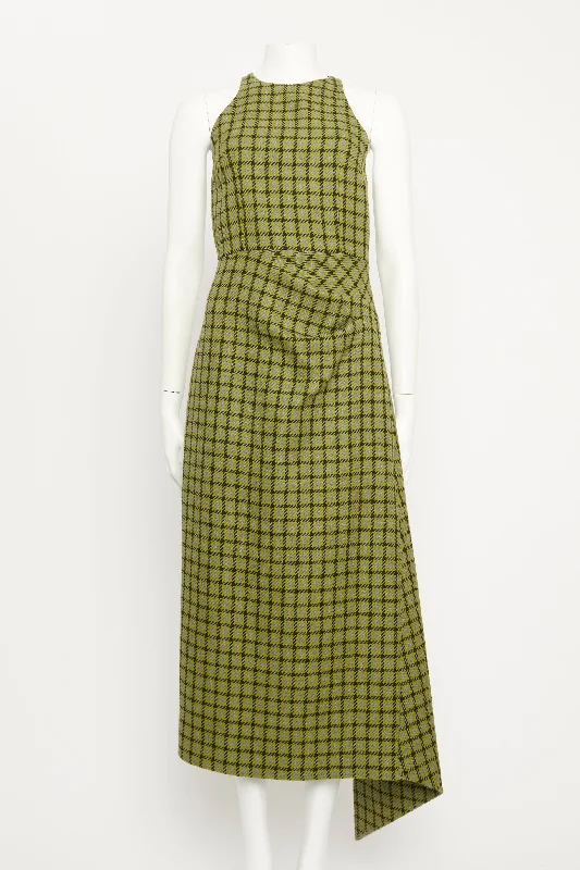 Yamuna Green Shetland Houndstooth Dress